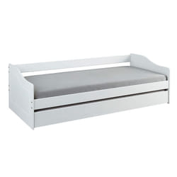 Cantari - Lit Gigogne 90x190cm en Pin Massif Coloris Blanc - Blanc