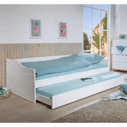 Cantari - Lit Gigogne 90x190cm en Pin Massif Coloris Blanc - Blanc - Vue supplémentaire 7