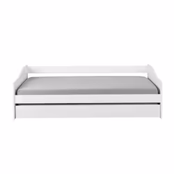 Cantari - Lit Gigogne 90x200cm en Pin Massif Coloris Blanc - Blanc