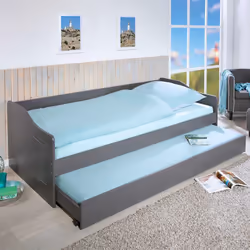 Cantari - Lit Gigogne 90x200cm en Pin Massif Coloris Gris - Vue supplémentaire 7