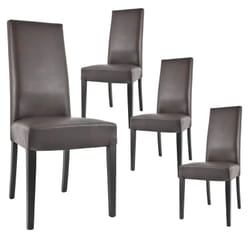 Torino - Lot de 4 Chaises Simili Marron et Pieds Wengé - Marron foncé