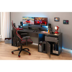 Altobuy - mario - Pack Bureau Gamer et Caisson Verouillable Anthracite - Gris anthracite