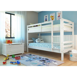 Alaska - Pack Lits Superposés 90x190cm + Coffre Pin Massif - Blanc