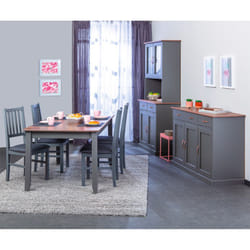 Altobuy - melina - Ensemble Table 160cm + Vaisselier + Buffet - Gris