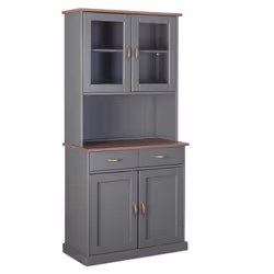 Altobuy - melina - Ensemble Table 160cm + Vaisselier + Buffet - Gris