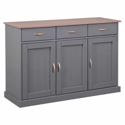 Altobuy - melina - Ensemble Table 160cm + Vaisselier + Buffet - Gris - Vue supplémentaire 4