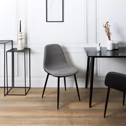 PIAGA - Lot de 2 Chaises Tissu Noir et Gris Chiné