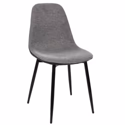 PIAGA - Lot de 2 Chaises Tissu Noir et Gris Chiné
