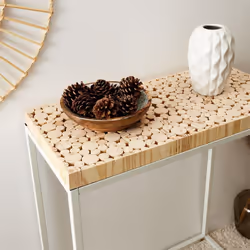 Frej - Console avec Plateau Rondins de Bois Piétement Métal Blanc - Marron clair - Vue supplémentaire 4