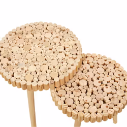 Altobuy - frej - Duo de Tables Gigognes Plateau Rondins de Bois - Marron clair - Vue supplémentaire 5