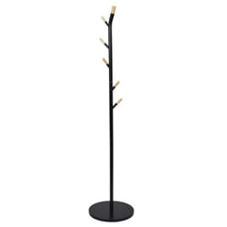 Altobuy - forya - Porte-Manteaux Noir et Effet Bois 6 Patères - Noir