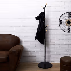 Altobuy - forya - Porte-Manteaux Noir et Effet Bois 6 Patères - Noir