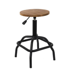 Varus - Tabouret Réglable Vintage en Bois d'Orme et Métal - Naturel