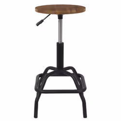 Varus - Tabouret Réglable Vintage en Bois d'Orme et Métal - Naturel - Vue supplémentaire 4