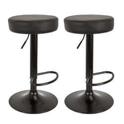 Smido - Lot de 2 Tabourets Réglables Simili Noir - Noir