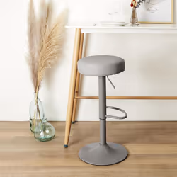 SMIDO - Lot de 2 Tabourets Réglables Simili Gris