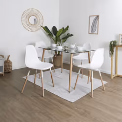 Fluk - Lot de 2 Chaises Polypropylène Blanc et Bois - Blanc