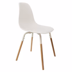 Fluk - Lot de 2 Chaises Polypropylène Blanc et Bois - Blanc