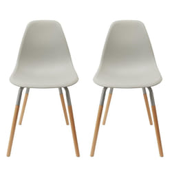 FLUK - Lot de 2 Chaises Polypropylène Gris et Bois