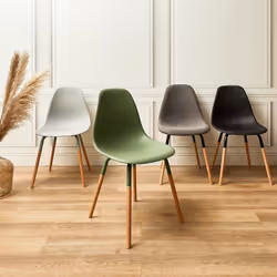 Fluk - Lot de 2 Chaises Polypropylène Vert et Bois - Vert - Vue supplémentaire 4