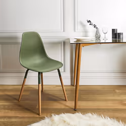 Fluk - Lot de 2 Chaises Polypropylène Vert et Bois - Vert - Vue supplémentaire 5
