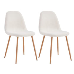 Fjard - Lot de 2 Chaises Blanches Tissu Bouclettes - Blanc