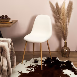 Fjard - Lot de 2 Chaises Blanches Tissu Bouclettes - Blanc