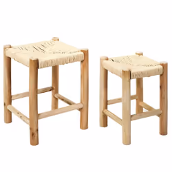 Altobuy - prisio - Tabourets Gigognes Tressés en Bois de Paulownia - Naturel