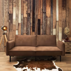 Flip - Canapé Convertible Bois d'Eucalyptus Tissu Marron - Marron foncé