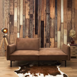 Flip - Canapé Convertible Bois d'Eucalyptus Tissu Marron - Marron foncé