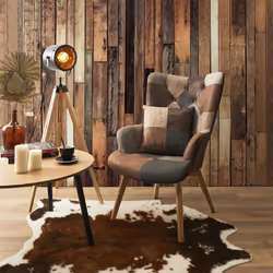 Altobuy - melo - Fauteuil Patchwork Motifs Nuances de Marron - Marron foncé