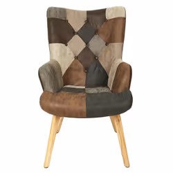 Altobuy - melo - Fauteuil Patchwork Motifs Nuances de Marron - Marron foncé