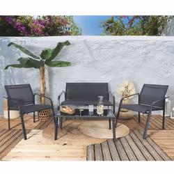 Altobuy 3663738594288 ensemble de meubles de jardin Gris, Charbon de bois
