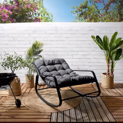 Altobuy - vidia - Fauteuil à Bascule Anthracite avec Coussin Capitonné - Gris anthracite