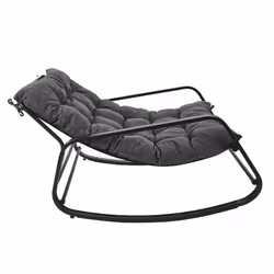 Altobuy - vidia - Fauteuil à Bascule Anthracite avec Coussin Capitonné - Gris anthracite - Vue supplémentaire 6
