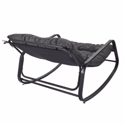 Altobuy - vidia - Fauteuil à Bascule Anthracite avec Coussin Capitonné - Gris anthracite - Vue supplémentaire 7