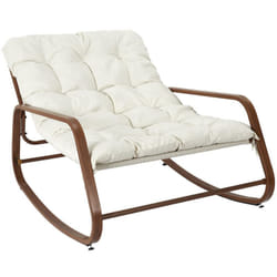 Altobuy - vidia - Fauteuil à Bascule Effet Bois avec Coussin Capitonné - Blanc
