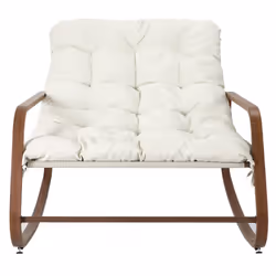 Altobuy - vidia - Fauteuil à Bascule Effet Bois avec Coussin Capitonné - Blanc