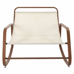 Altobuy - vidia - Fauteuil à Bascule Effet Bois avec Coussin Capitonné - Blanc - Vue supplémentaire 7