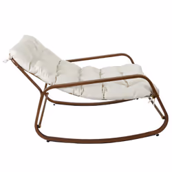 Altobuy - vidia - Fauteuil à Bascule Effet Bois avec Coussin Capitonné - Blanc - Vue supplémentaire 8