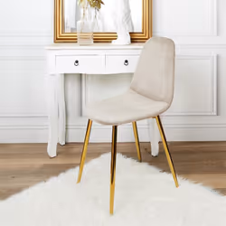 Holla - Lot de 4 Chaises Taupe Motif Ecailles Piétement Gold - Taupe