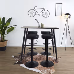 Smido - Lot de 4 Tabourets Réglables Simili Noir - Noir