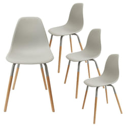 Fluk - Lot de 4 Chaises Polypropylène Gris et Bois - Gris