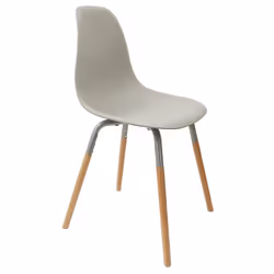 Fluk - Lot de 4 Chaises Polypropylène Gris et Bois - Gris