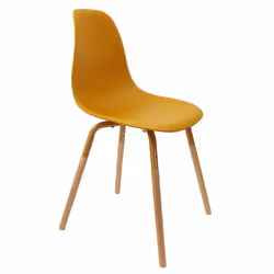 Fluk - Lot de 4 Chaises Polypropylène Jaune et Bois - Jaune