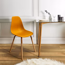Fluk - Lot de 4 Chaises Polypropylène Jaune et Bois - Jaune - Vue supplémentaire 4