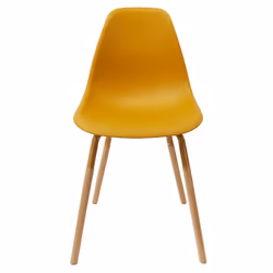 Fluk - Lot de 4 Chaises Polypropylène Jaune et Bois - Jaune - Vue supplémentaire 7