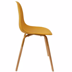 Fluk - Lot de 4 Chaises Polypropylène Jaune et Bois - Jaune - Vue supplémentaire 8