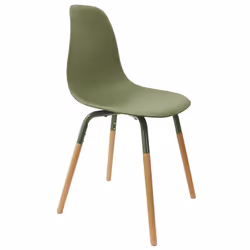 FLUK - Lot de 4 Chaises Polypropylène Vert et Bois