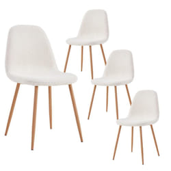 Fjard - Lot de 4 Chaises Blanches Tissu Bouclettes - Blanc